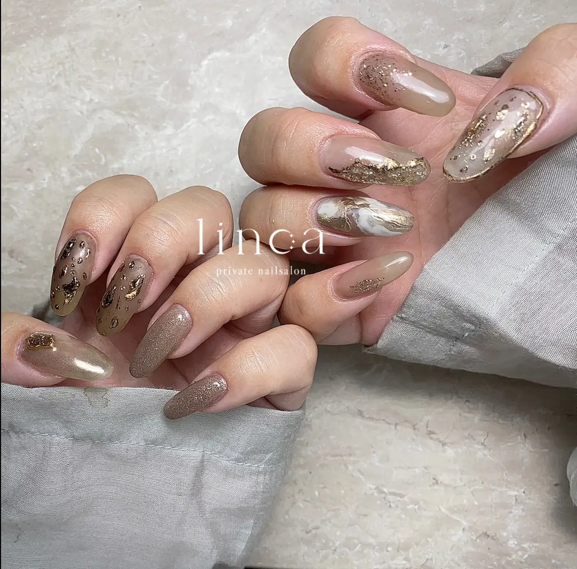 ネイル アニマル柄 ニュアンスネイル シンプルネイル linoa nailのネイルデザイン