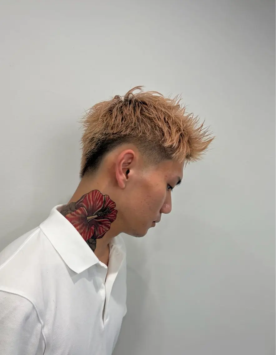 ショート カラー メンズ 伸ばしかけ マレットヘア 川﨑 大暉のヘアスタイル