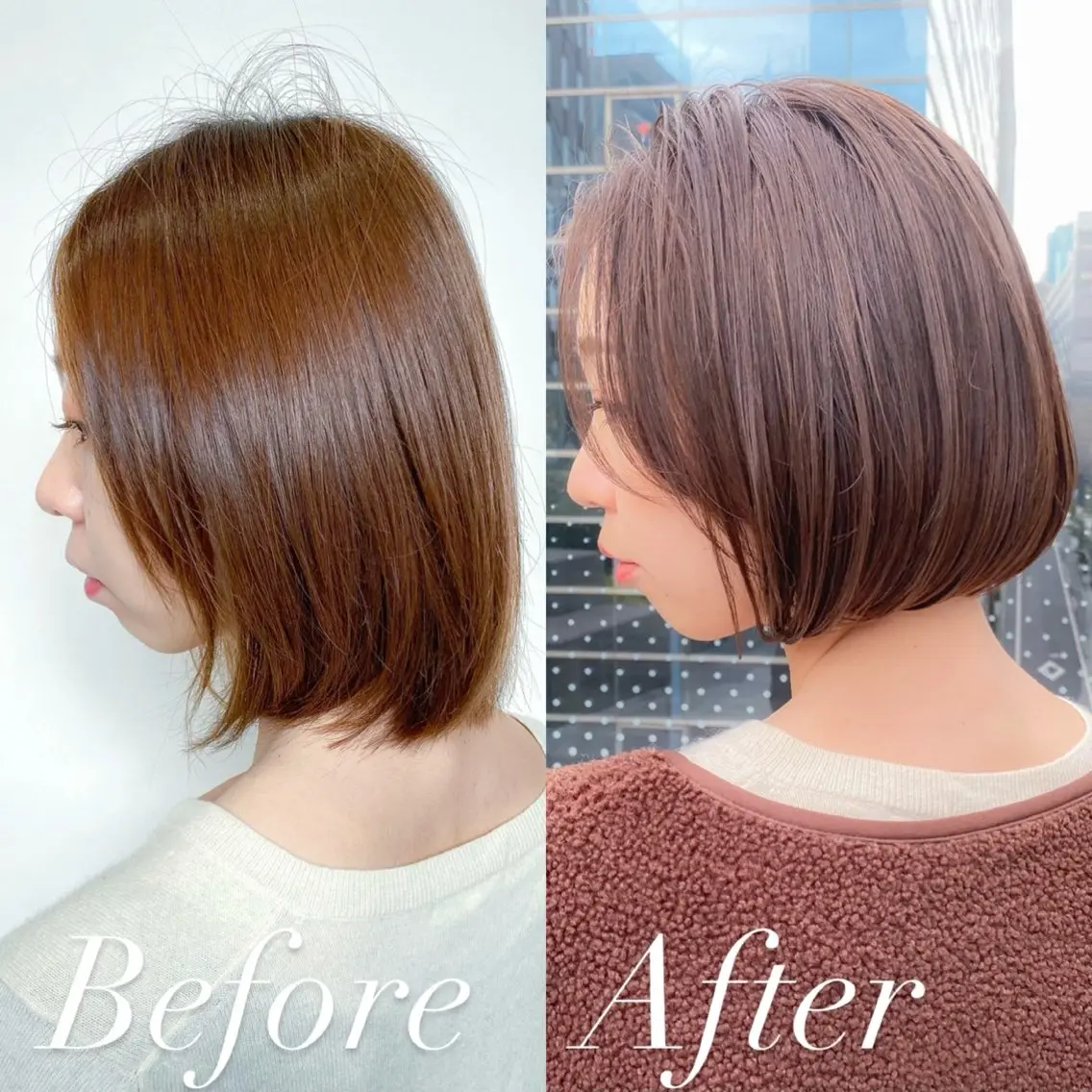 ショート カラー ボブ ショートヘア 顔周りレイヤー/ボブ 銀座✨中野まさひろのヘアスタイル