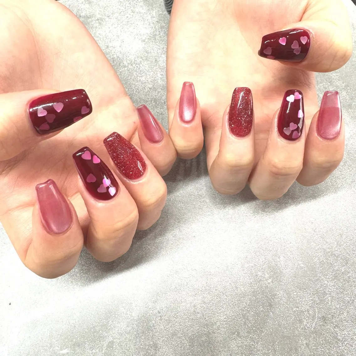 ネイル ハート スカルプネイル ハンドネイル private salon　lienのネイルデザイン