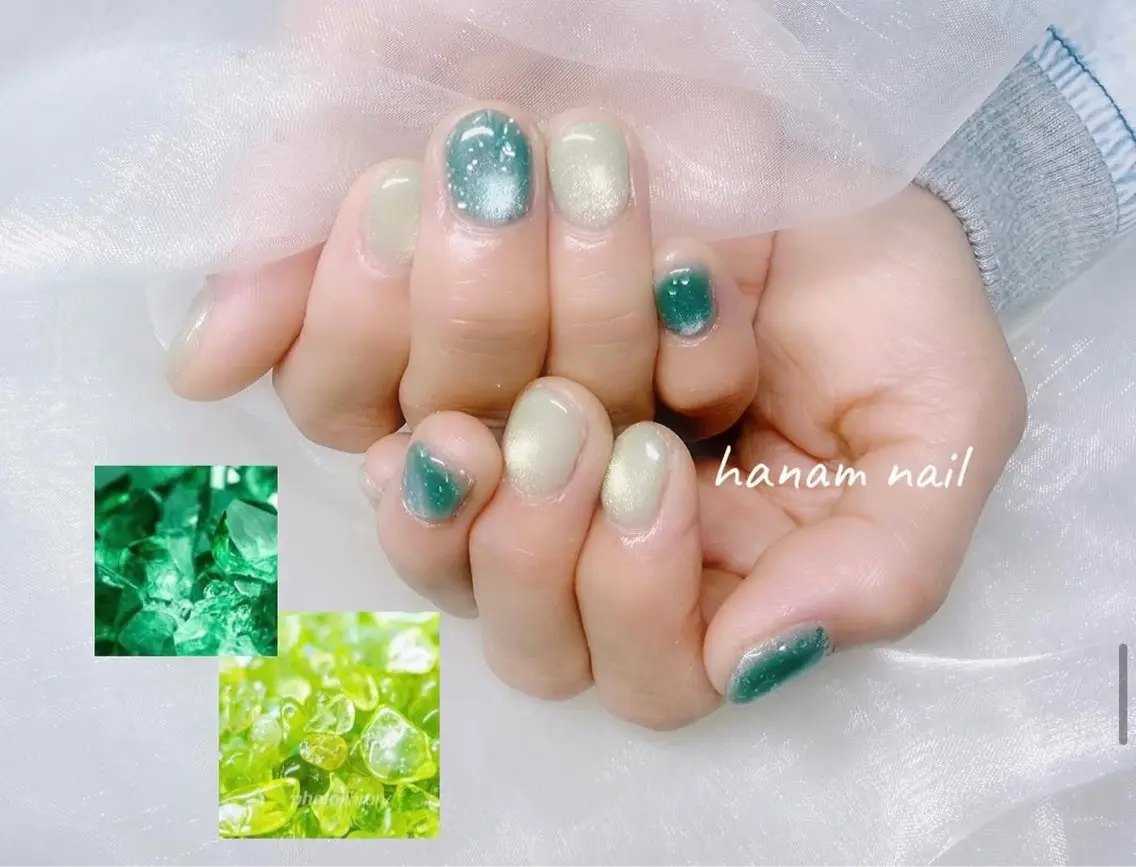 ネイル シンプルネイル hanam nail 🌿🩵ハナムネイルのネイルデザイン