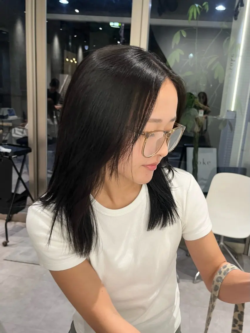 ミディアム カラー 縮毛矯正 haruka kobayashiのヘアスタイル