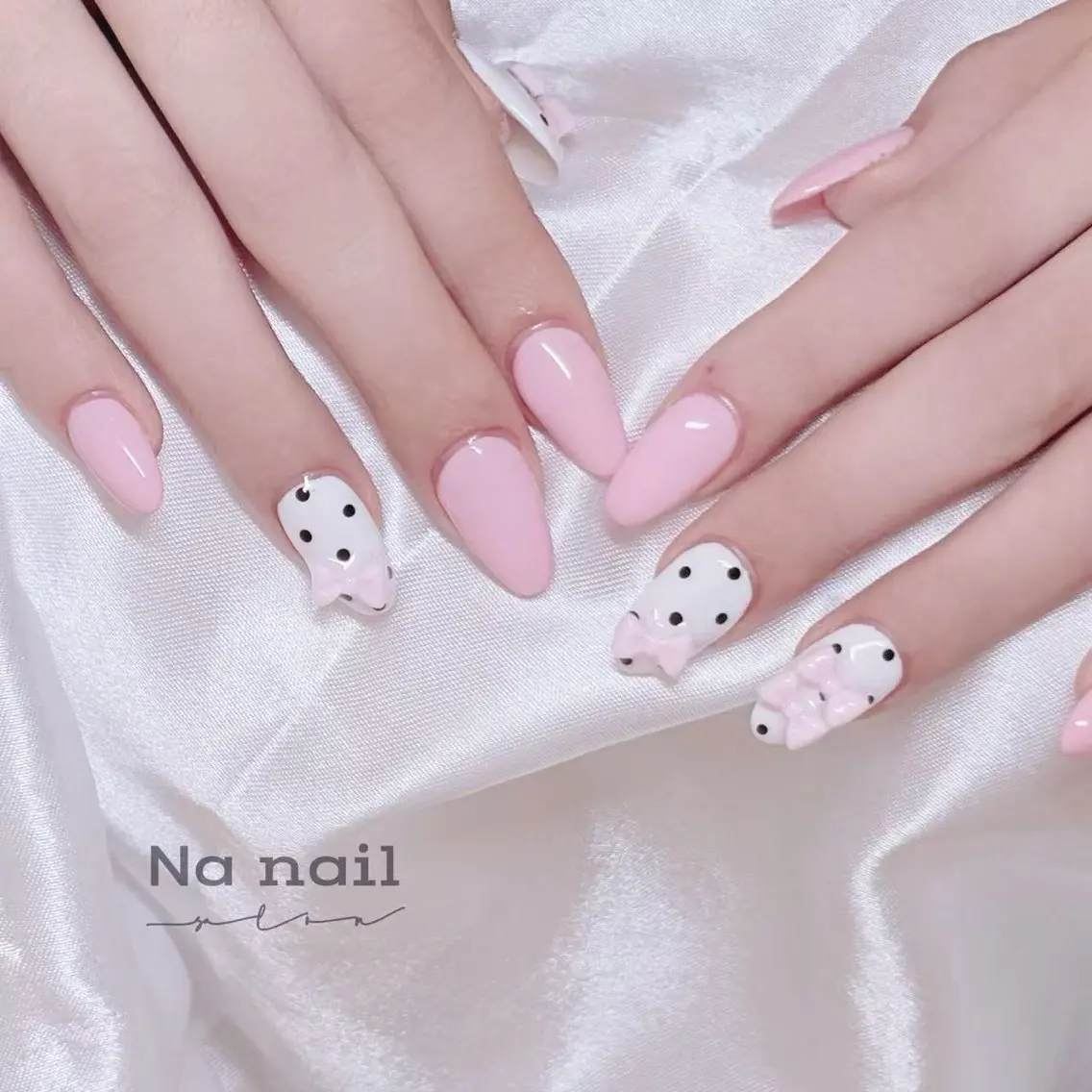 ネイル ドット ジェルネイル ピンク 春ネイル ハンドネイル CC Nail 高田馬場のネイルデザイン