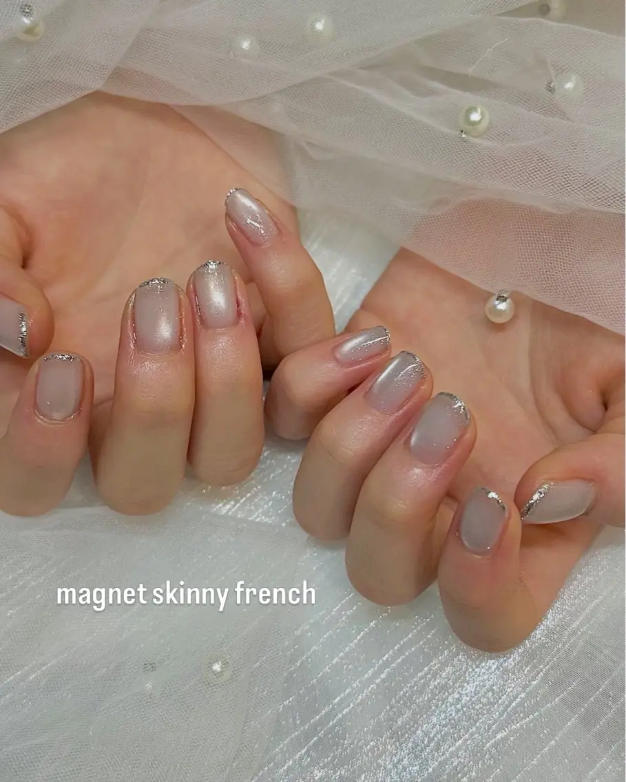 ネイル フレンチネイル キラキラネイル ラメ(グリッター) マグネットネイル パステルネイル ハンドネイル Sei ｜ cres nailのネイルデザイン