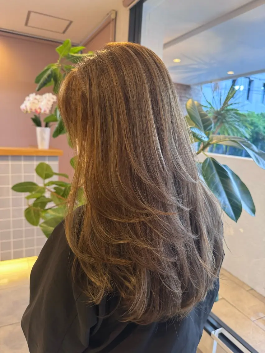 ロング カット ヘアカラー トリートメント 福井 珠乃のヘアスタイル