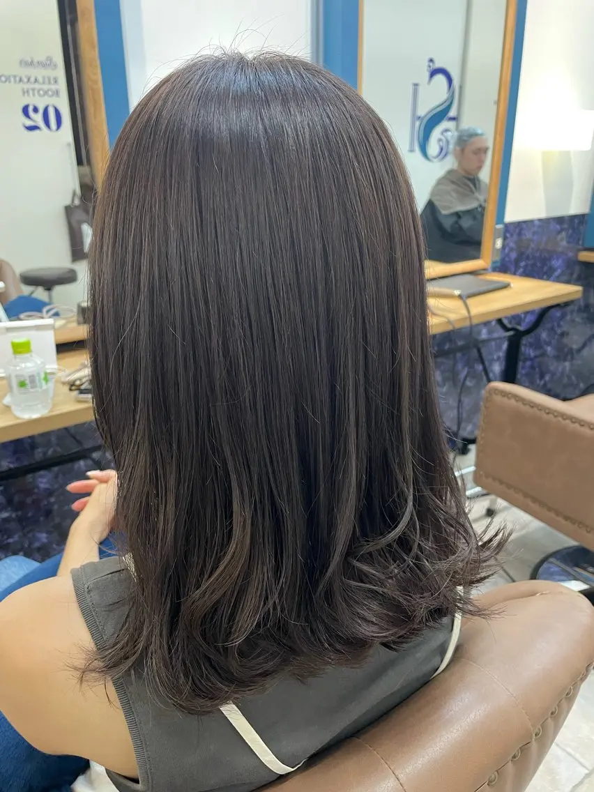 セミロング カラー ヘアアレンジ グレージュ ラベンダーカラー ラベンダーグレージュ ラベンダーグレー ヘアカラー トリートメント 🍒透明感カラー/ 艶カラー/さくら🍒のヘアスタイル