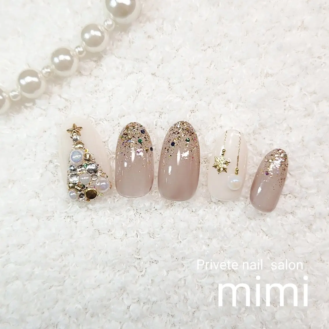 ネイル キラキラネイル 冬ネイル クリスマス 博多ネイル ｍｉｍｉのネイルデザイン
