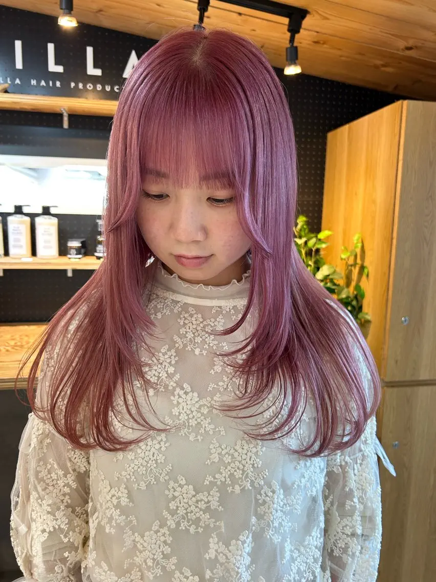 ロング カラー メンズ ピンクカラー 🧸艶々韓国ヘア 🧁mizunaのヘアスタイル