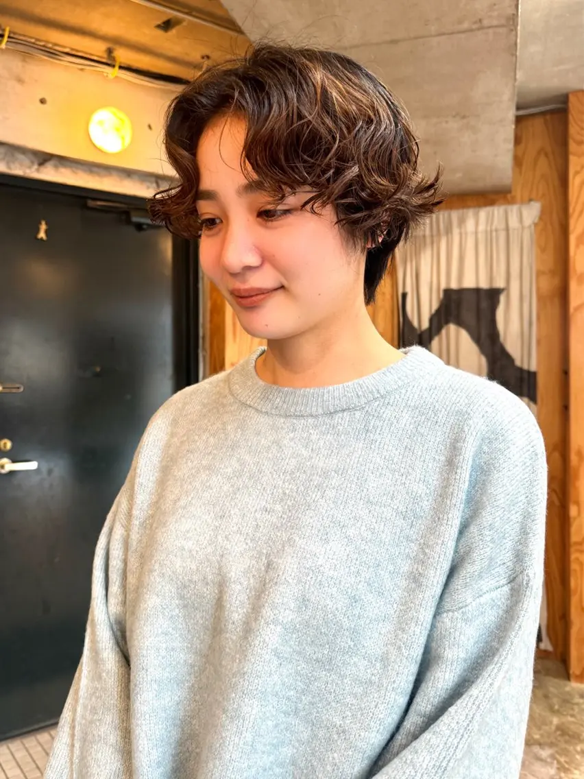 ショート パーマ ショートボブ ボブ ショートヘア カット パーマ トリートメント 🍈yurina 福岡/パーマ🍈のヘアスタイル