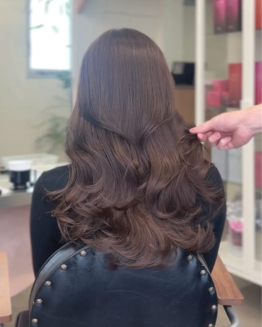 ロング カラー ブラウンカラー モカブラウン ヘアカラー 大阪梅田/ 楽人(らくと)のヘアスタイル
