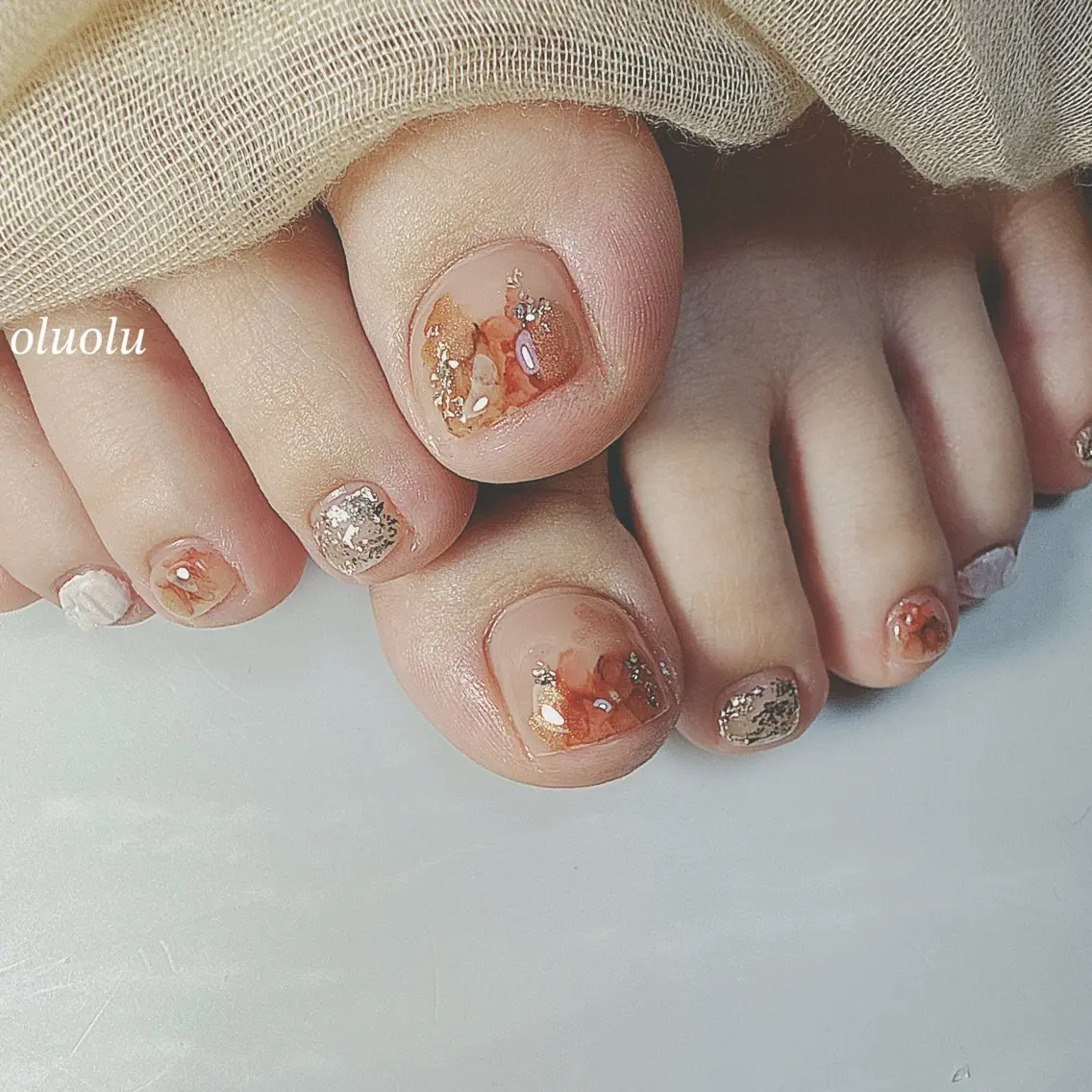 ネイル フットネイル ニュアンスネイル 夏ネイル フットネイル 大村 紬華のネイルデザイン