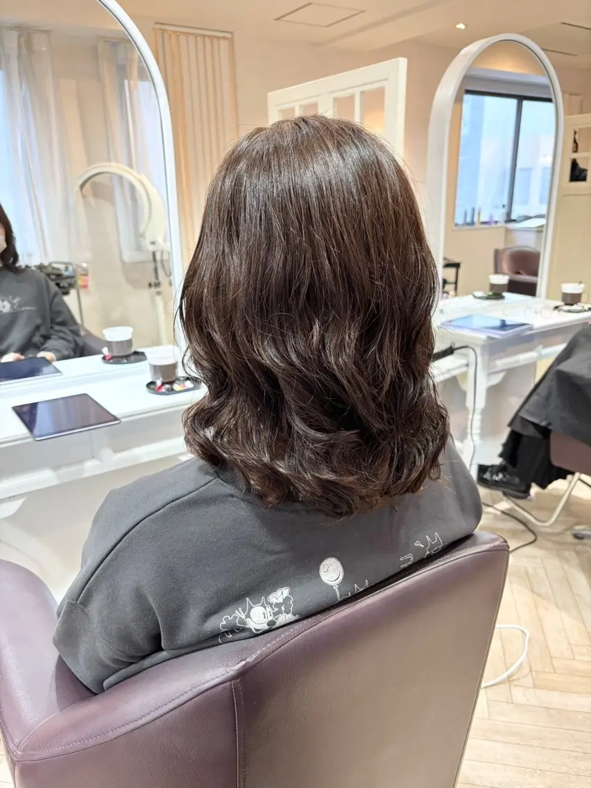 ミディアム カット パーマ トリートメント デジタルパーマ特化 杉浦 夏生のヘアスタイル