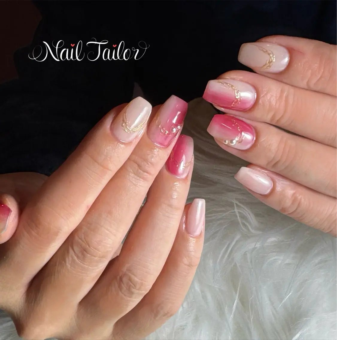 ネイル 長さ出し グラデーション ミラーネイル ニュアンスネイル オフィスネイル ハンドネイル NailTailor ネイルテイラーのネイルデザイン