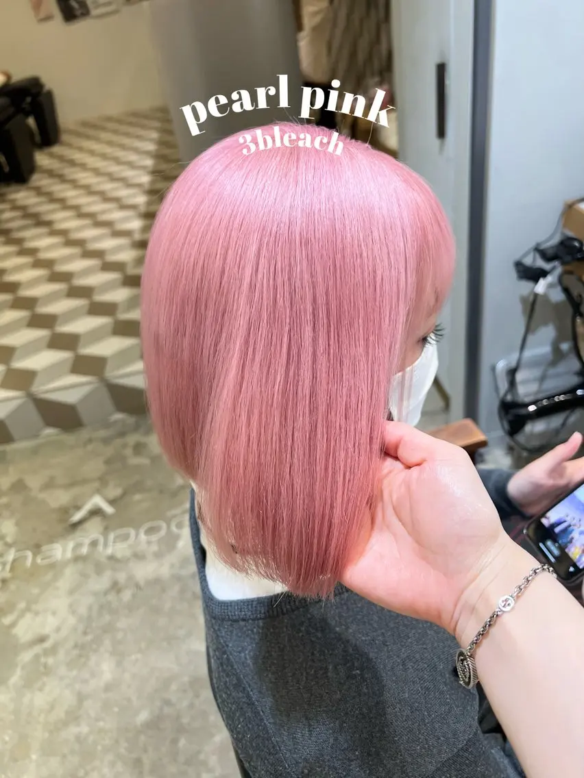 ミディアム カラー ブリーチ ピンクカラー ヘアカラー Kana 🍋 ハイトーン【高円寺】のヘアスタイル