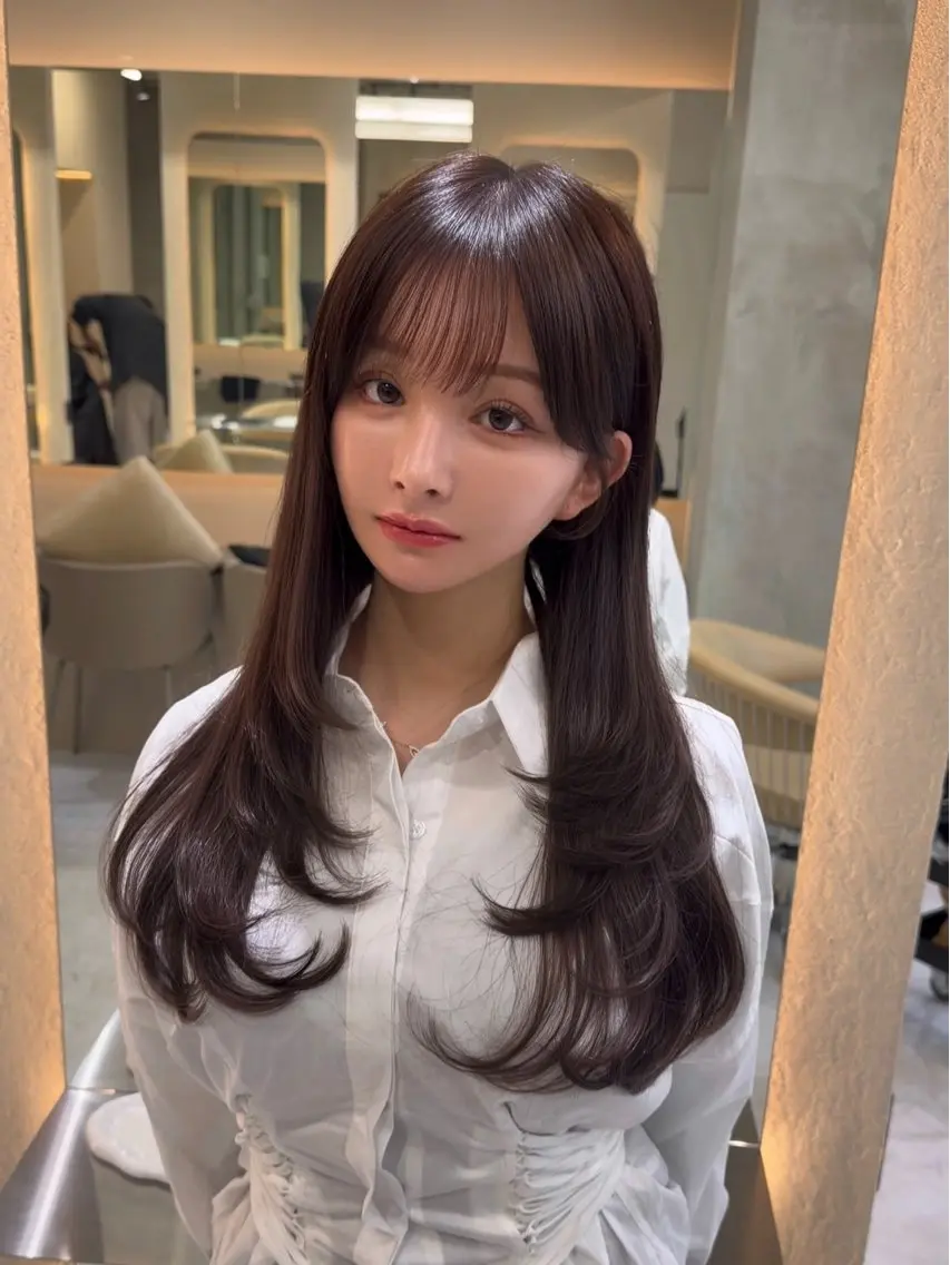 ロング 縮毛矯正 トリートメント カット ヘアカラー トリートメント 🫧髪質改善 講師🫧🍎幹細胞のヘアスタイル