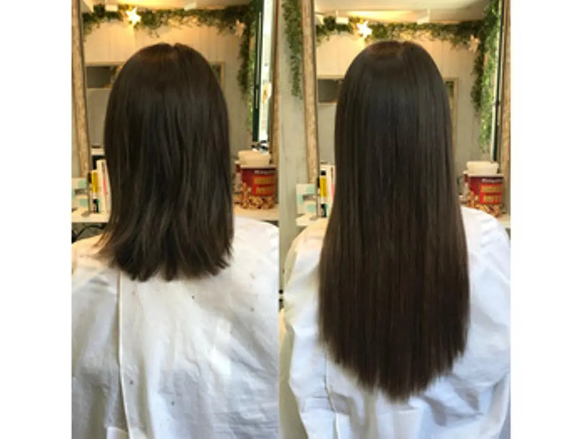ロング カラー ヘアアレンジ チビ編み込みエクステ シールEXどぅ〜すのヘアスタイル