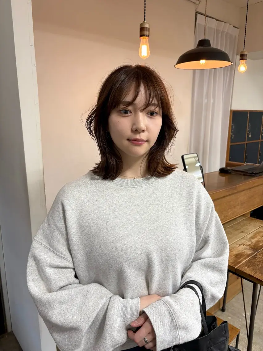ミディアム カラー カット ヘアカラー トリートメント takada kohのヘアスタイル