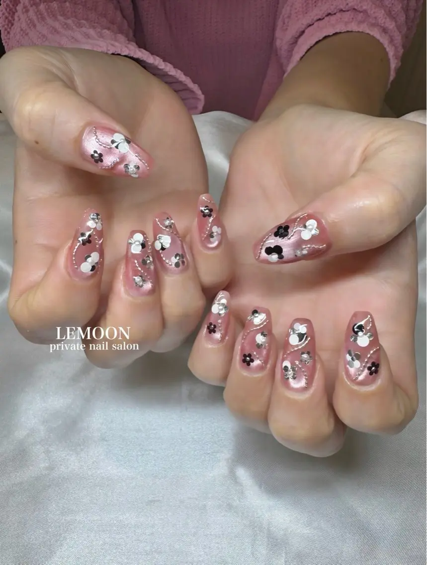 ネイル フラワーネイル ニュアンスネイル ハンドネイル nail salon LEMOONのネイルデザイン