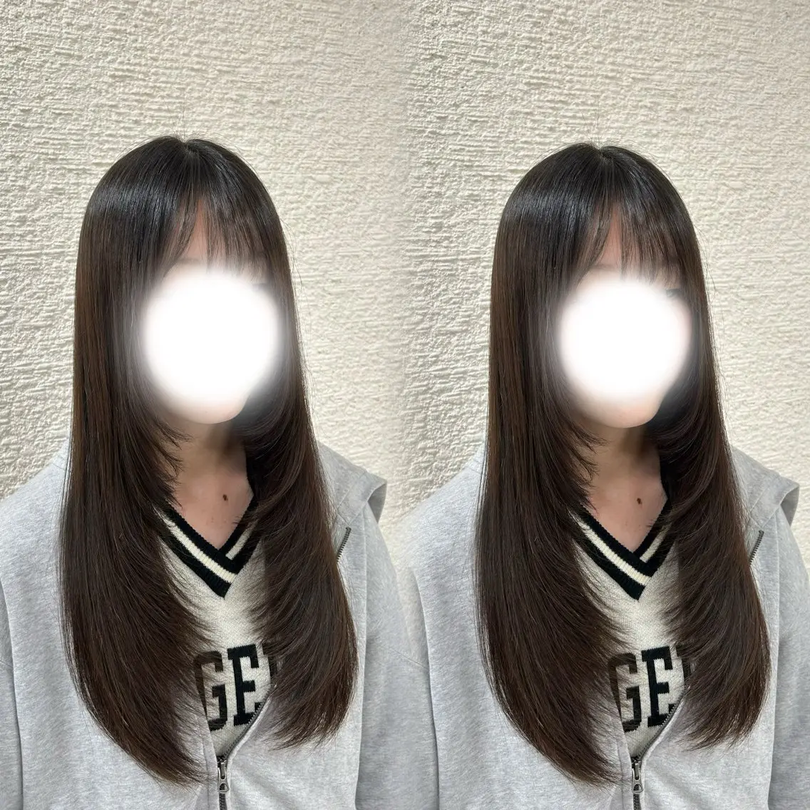 ロング レイヤーカット カット トリートメント ヘアセット ベージュ/つや髪/ レイヤー／ゆいなのヘアスタイル