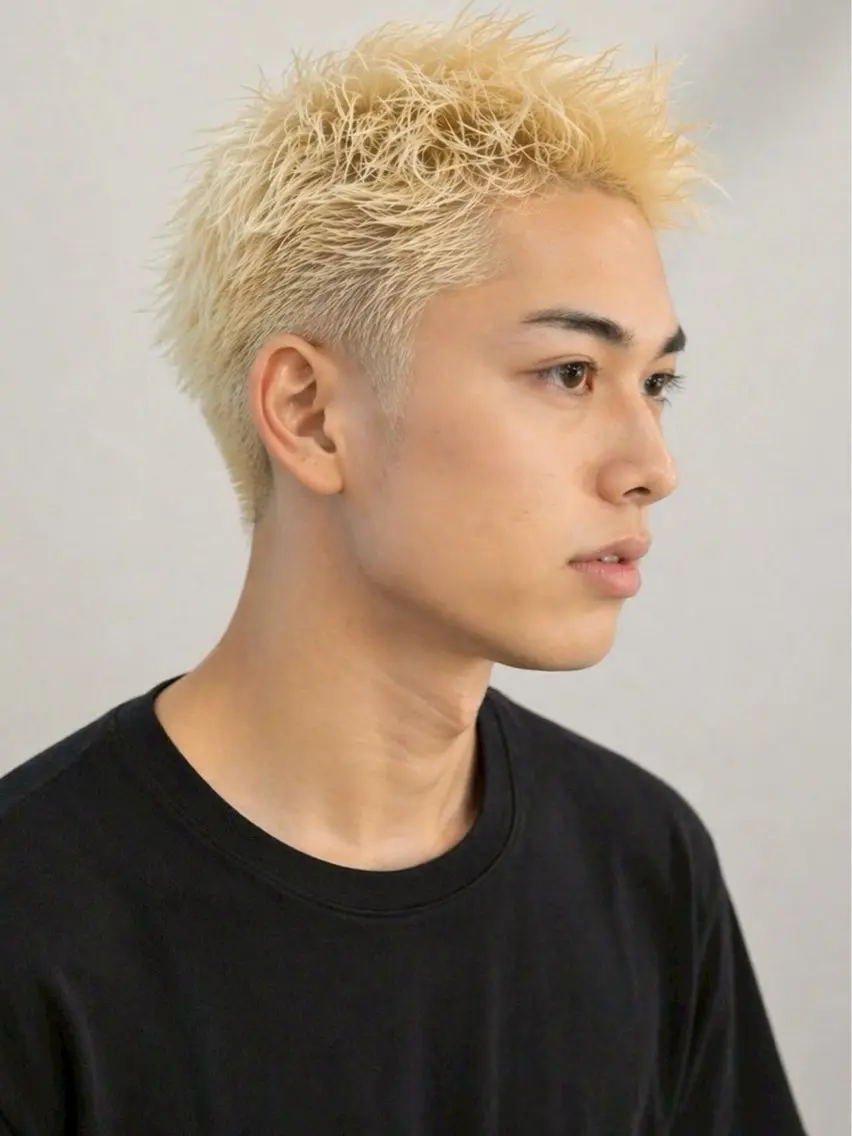 メンズ ハイトーンイヤ リングカラー清水隆央のヘアスタイル