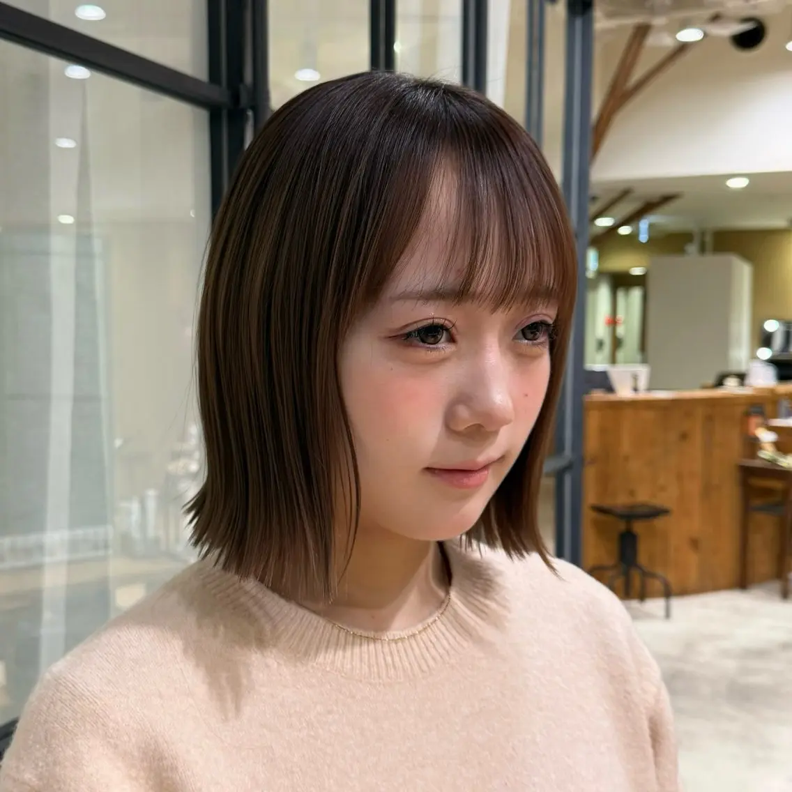 ミディアム 切りっぱなしボブ ボブ カット nana/ボブ/ レイヤー/梅田のヘアスタイル
