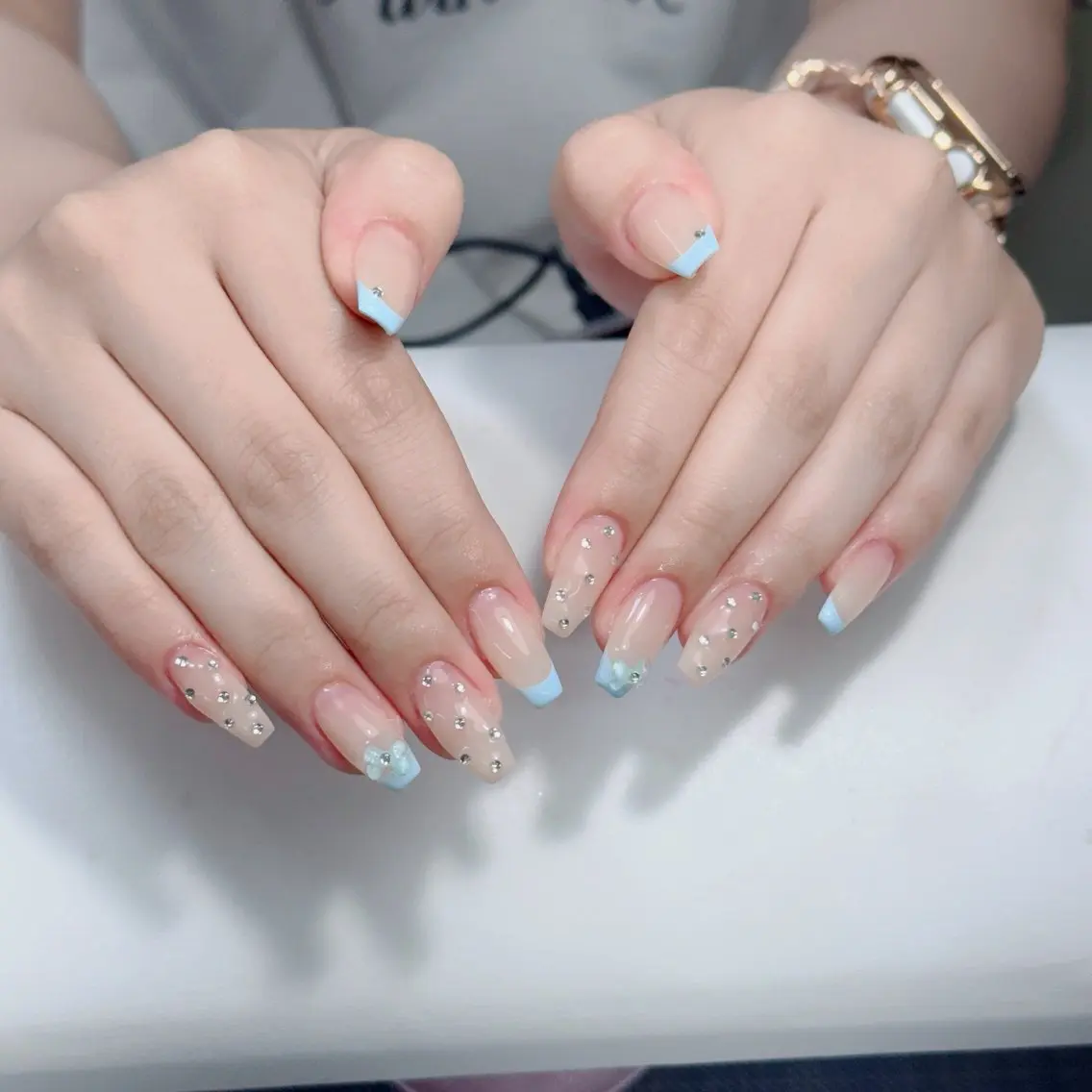 ネイル チークネイル 長さ出し フラッシュネイル フレンチネイル グラデーション ハンドネイル Lenie Nail Salonのネイルデザイン