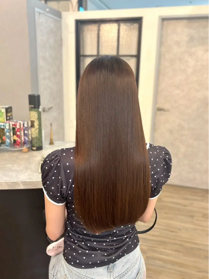 ロング パーマ カット 縮毛矯正 VISAGE ba.sk 金子詩帆のヘアスタイル