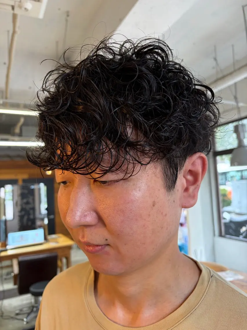 ショート パーマ メンズ カット パーマ こころ/カーリー・ パーマデザインのヘアスタイル