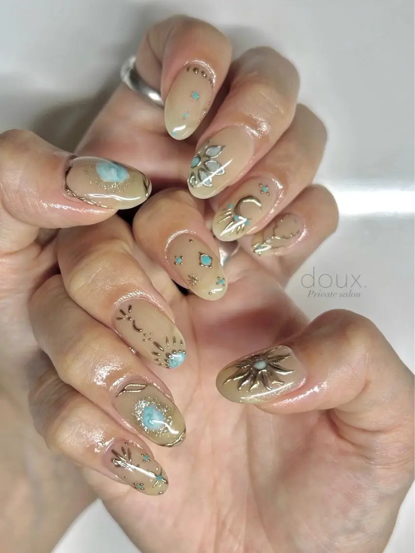 ネイル アートネイル ニュアンスネイル 夏ネイル ハンドネイル doux. nailのネイルデザイン