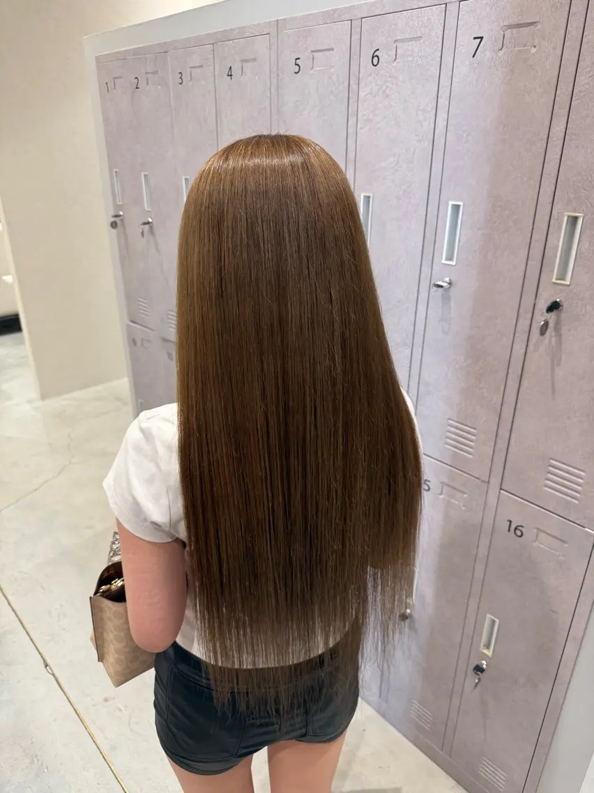 ロング カラー ブリーチ ブラウンカラー 透明感カラー 馬場 美咲のヘアスタイル