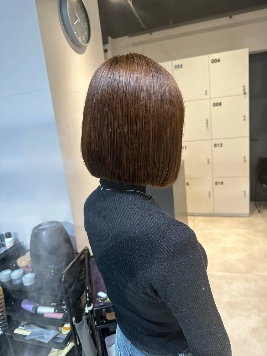 ミディアム カラー ミディアムパーマ ハイライトカラー インナーカラー ハイライト 髪質改善 カット ヘアカラー トリートメント 透明感カラー/ボブ /佐藤伶のヘアスタイル