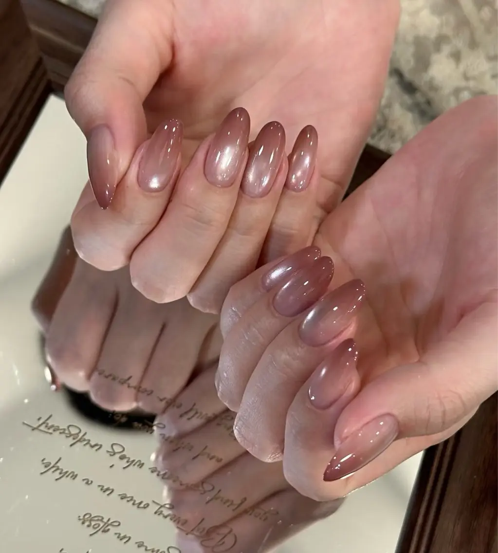 ネイル アートネイル オーロラネイル チークネイル フレンチネイル ガラスフレンチ 🎀🎀YooLi Nail Salonのネイルデザイン