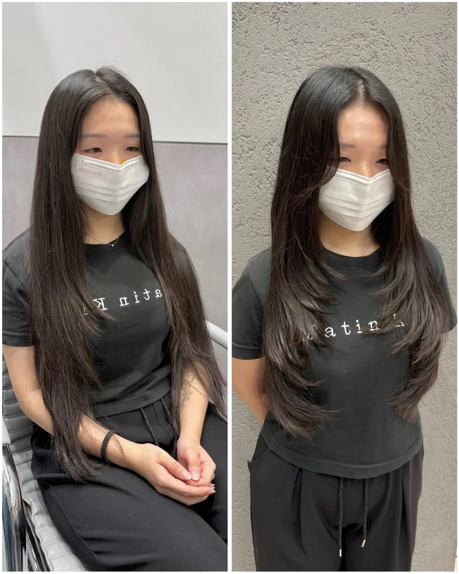 ロング カット 縮毛矯正 トリートメント 髪質改善×レイヤー 🫧鷹司郎のヘアスタイル