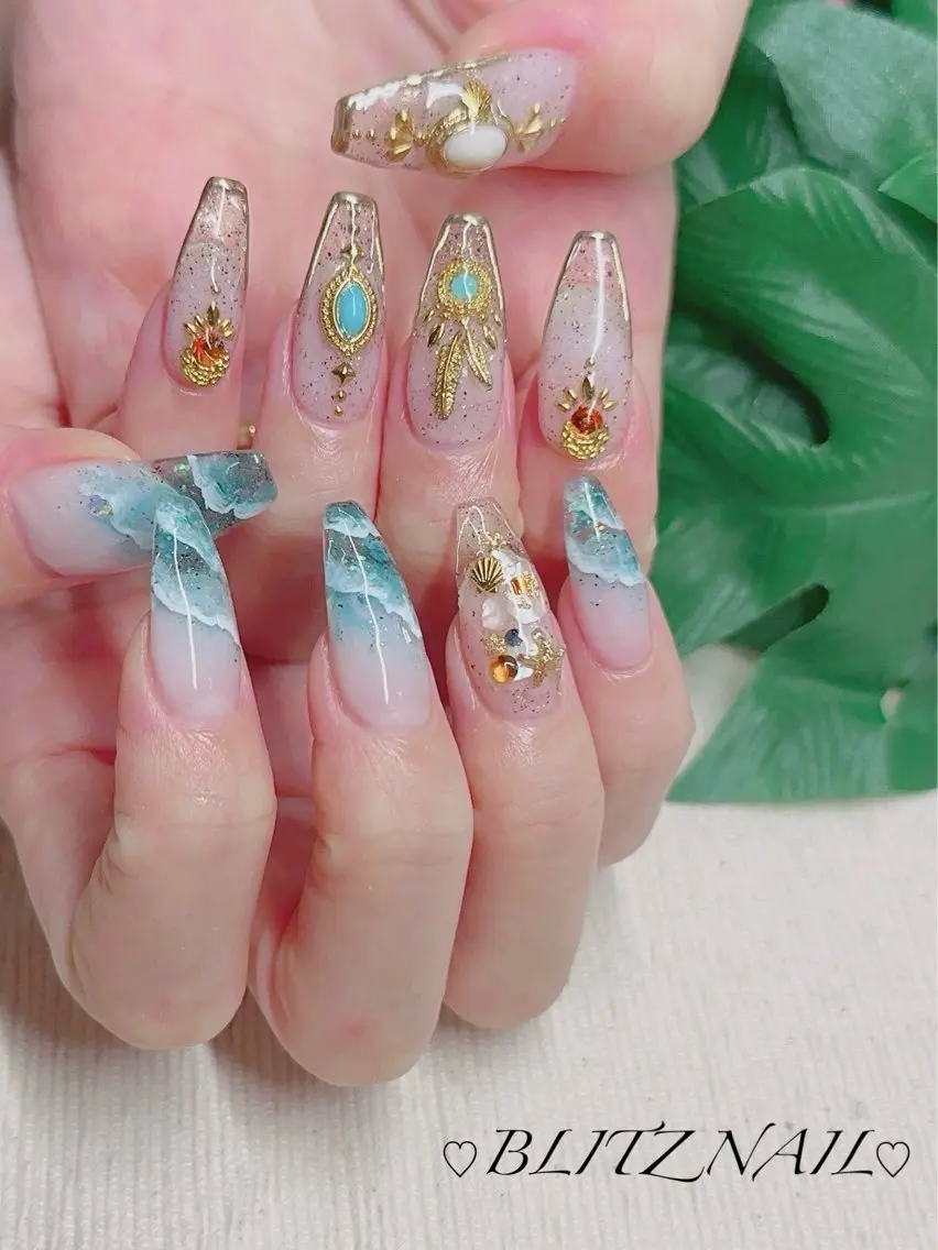 ネイル クリアネイル 長さ出し ネイルチップ BLITZ Nail 岩田💅🏻✨のネイルデザイン
