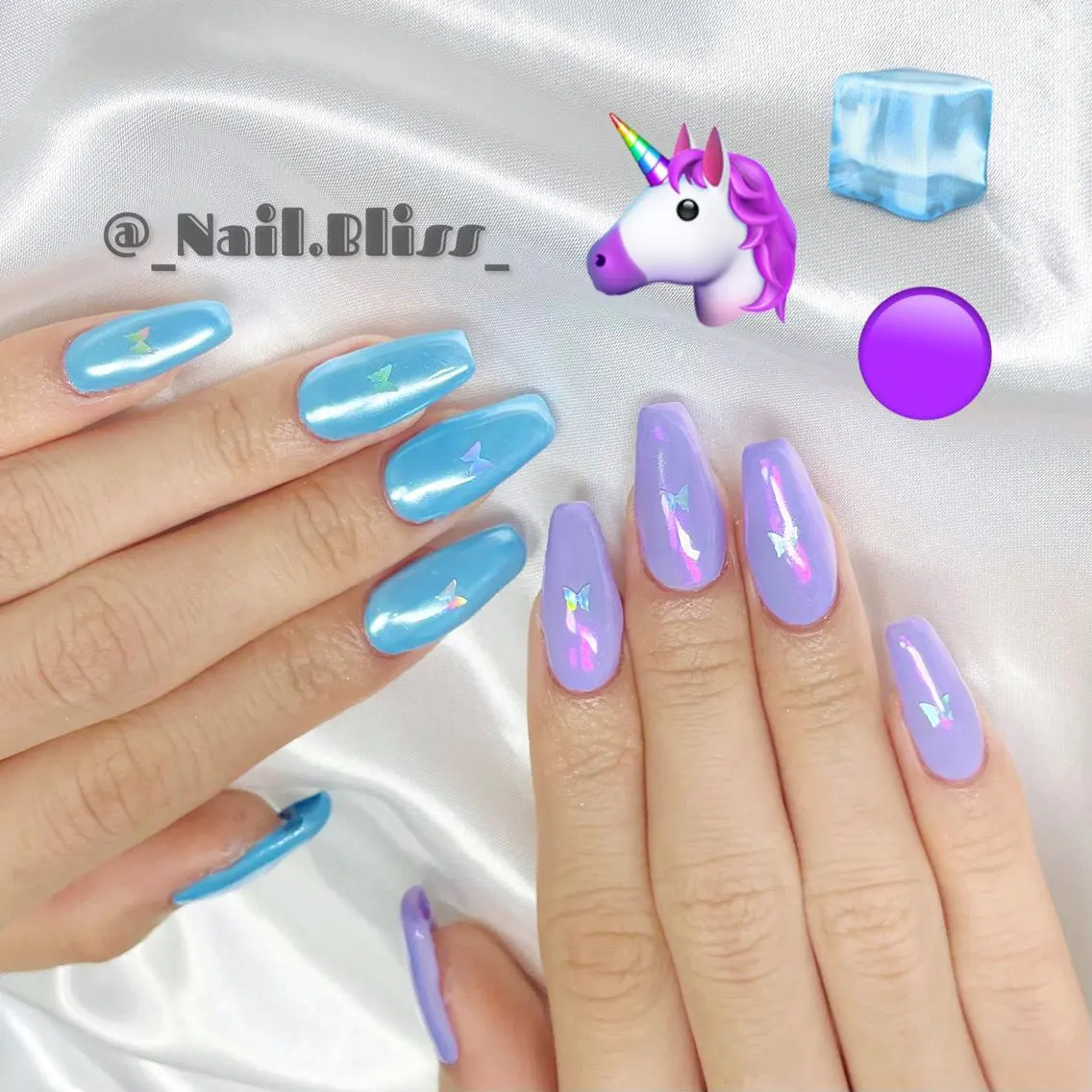 ネイル ブルー パープル ハンドネイル NAIL BLISSのネイルデザイン