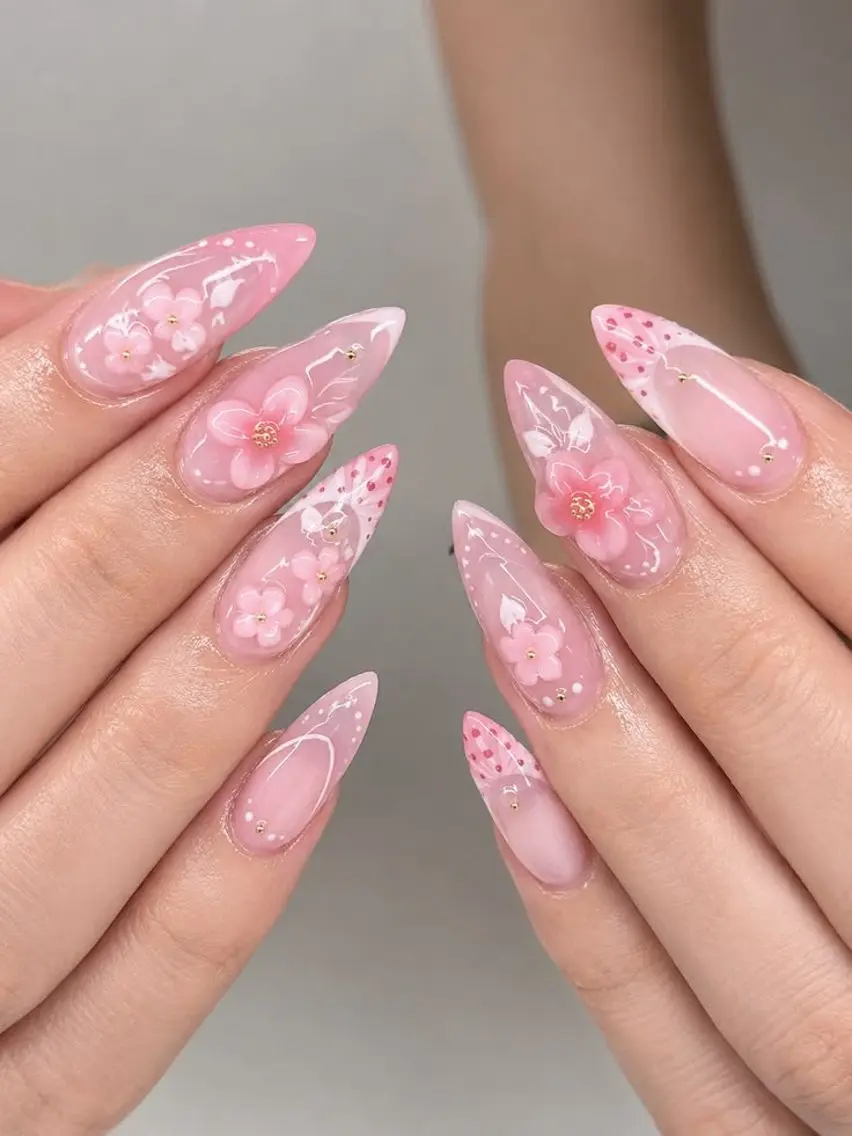 ネイル フラワーネイル ジェルネイル キラキラネイル 韓国ネイル マグネットネイル ハンドネイル Blingg NailStudioのネイルデザイン