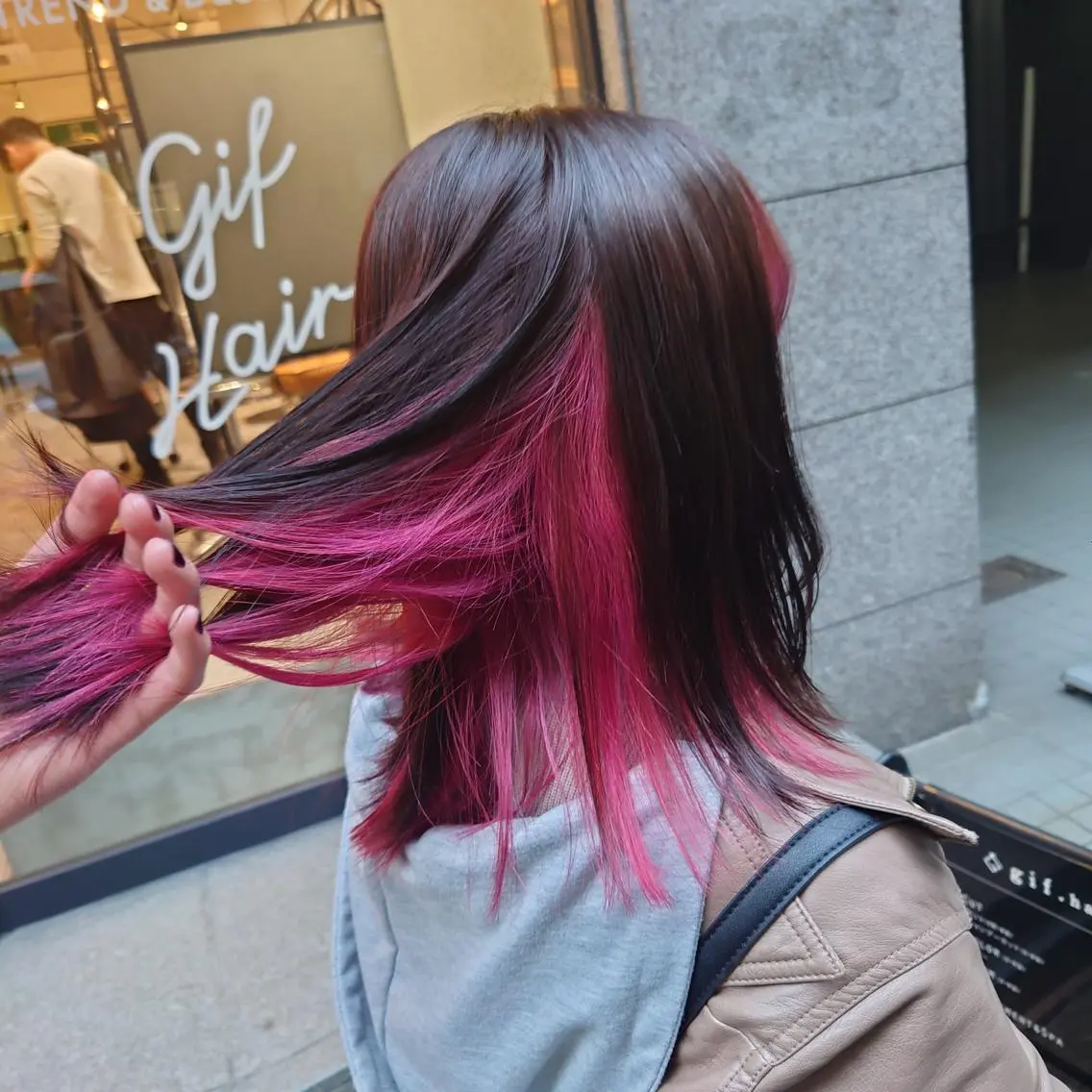 セミロング カラー ブリーチ 髪質改善ストレート Kantaのヘアスタイル