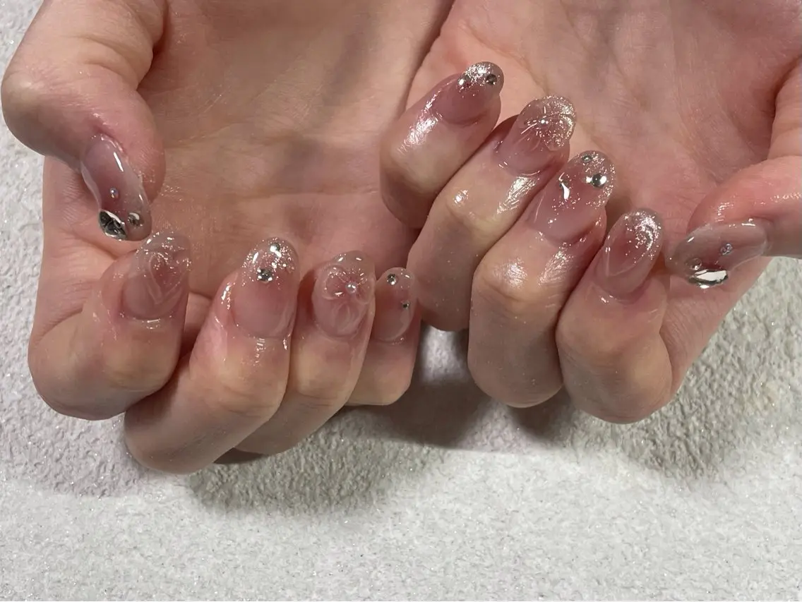 ネイル オーロラネイル チークネイル フットネイル フレンチネイル ジェルネイル ハンドネイル kiki nail &brow二子玉川のネイルデザイン