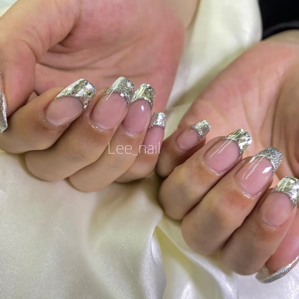 ネイル フレンチネイル ガラスフレンチ Lee_ nailのネイルデザイン