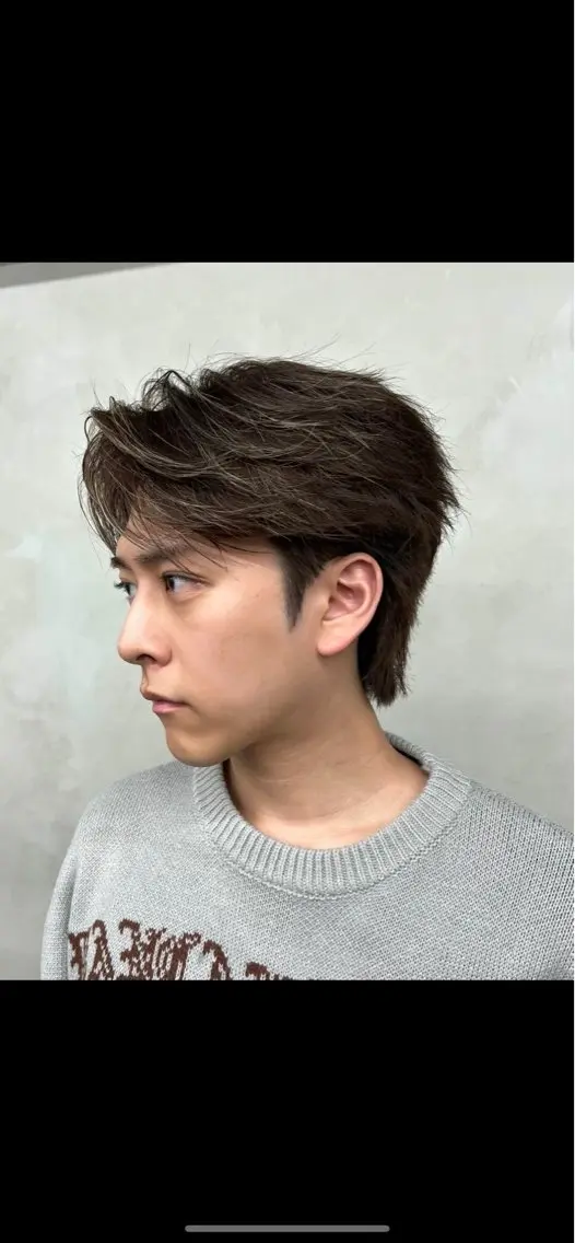 メンズ センターパート メンズウルフカット ウルフカット 三浦 れいやのヘアスタイル