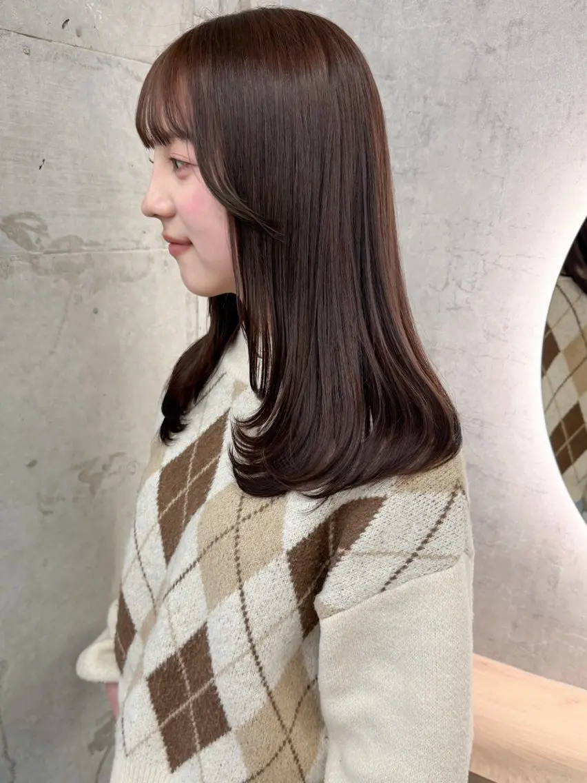 ミディアム カラー ブリーチ ブラウンカラー チョコレートブラウン 透明感カラー ダブルカラー ブリーチ/ベージュ 💕/momoaのヘアスタイル