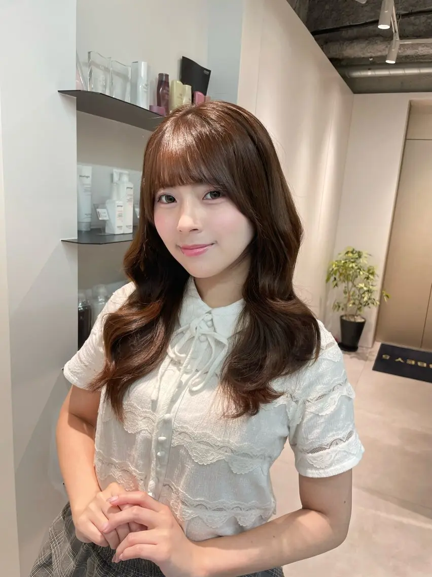 セミロング カラー ブラウンカラー レイヤーカット 高橋 嘉月のヘアスタイル