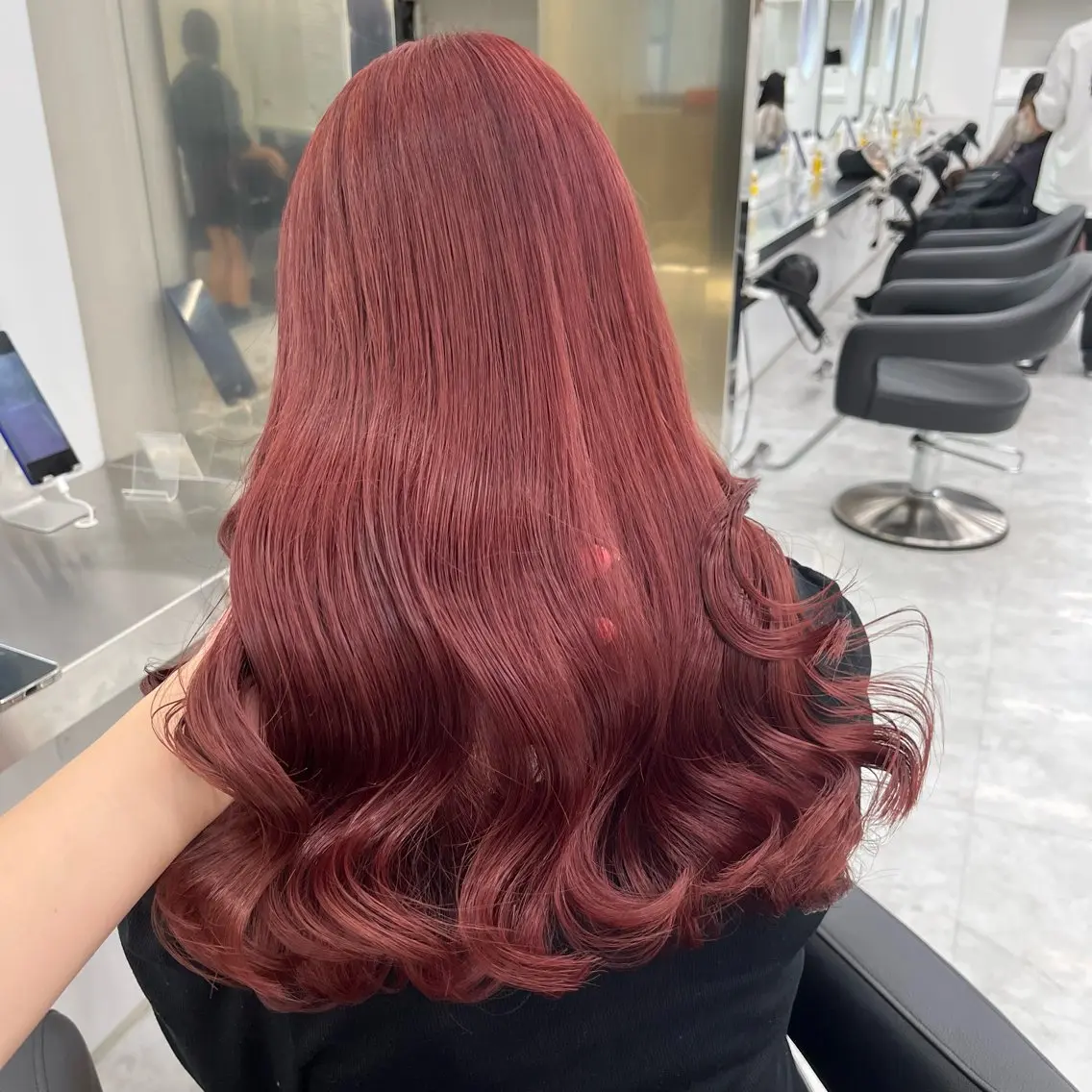 ロング ヘアカラー トリートメント ヘッドスパ 🍒韓国暖色ヘア NO.1🍒🪽のヘアスタイル