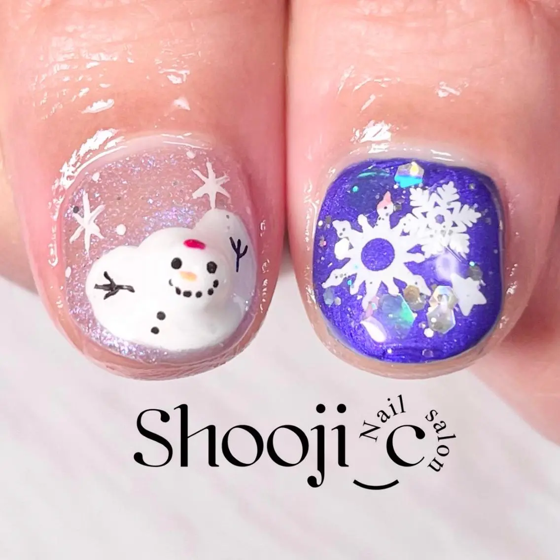 ネイル アートネイル ジェルネイル キラキラネイル シンプルネイル 冬ネイル Shooji_c Nail salonのネイルデザイン
