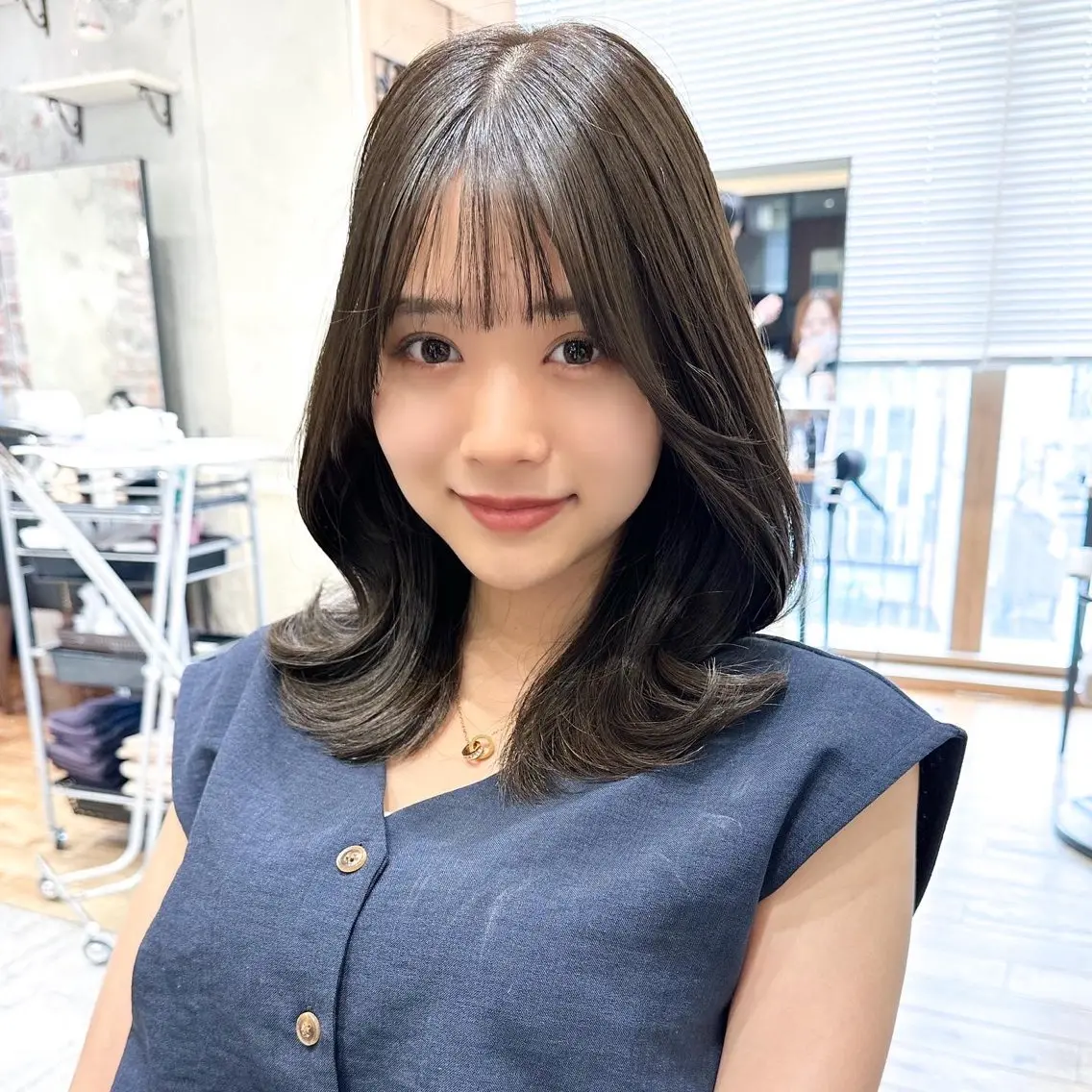 セミロング カラー ベージュカラー ブラウンカラー ブラウンベージュ くびれヘア 顔周りカット 顔周り/くびれヘア 韓国ヘア💕風間るなのヘアスタイル