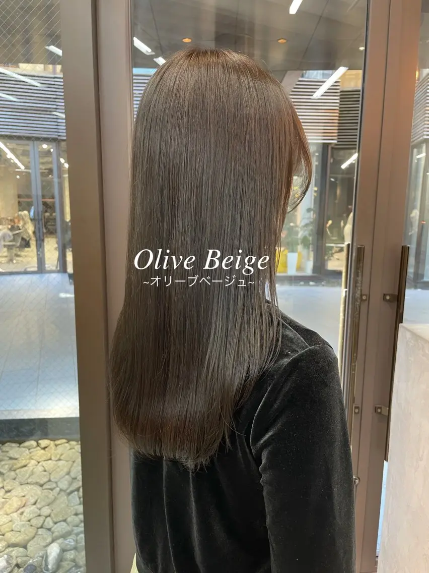 ロング カラー ベージュカラー オリーブベージュ ヘアカラー トリートメント カットモデル募集中 🤍harunaのヘアスタイル