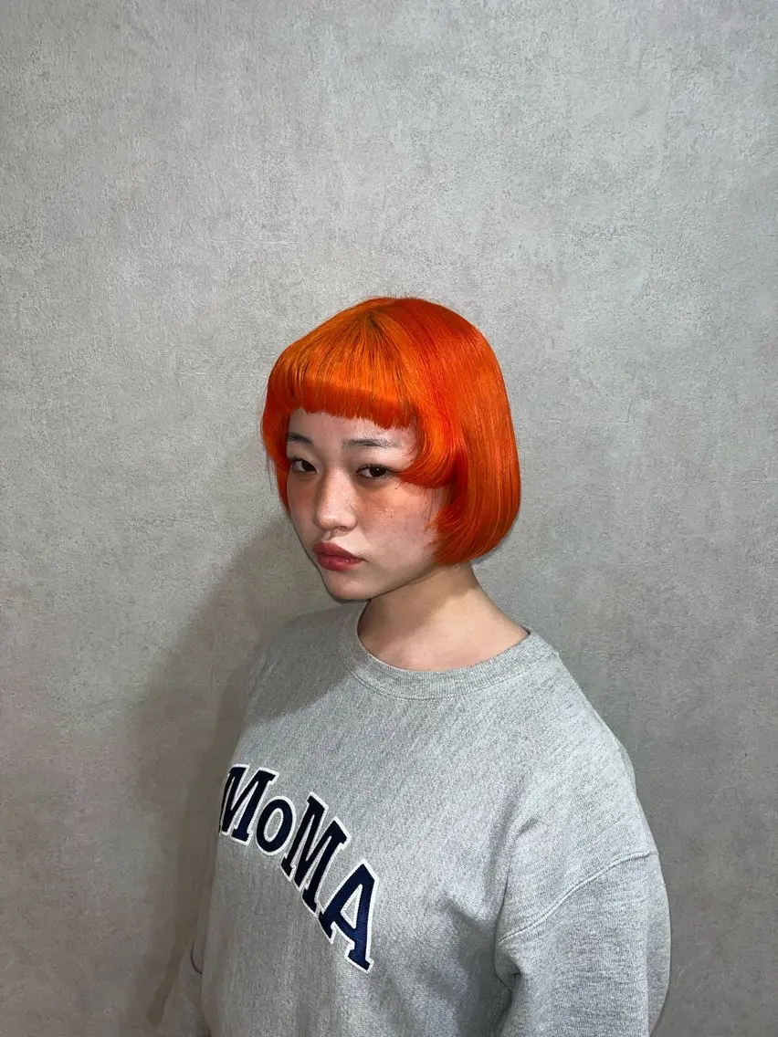 カラー ブリーチ オレンジ いまい ちひろのヘアスタイル