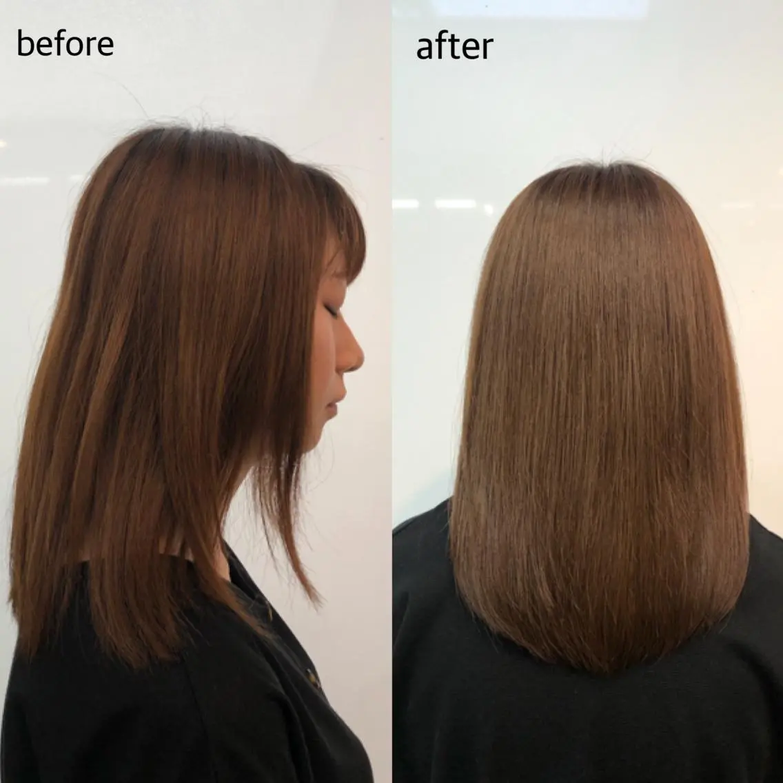セミロング カラー ベージュカラー ブラウンカラー ブラウンベージュ オレンジ カット ヘアカラー トリートメント 桑原 菜摘のヘアスタイル