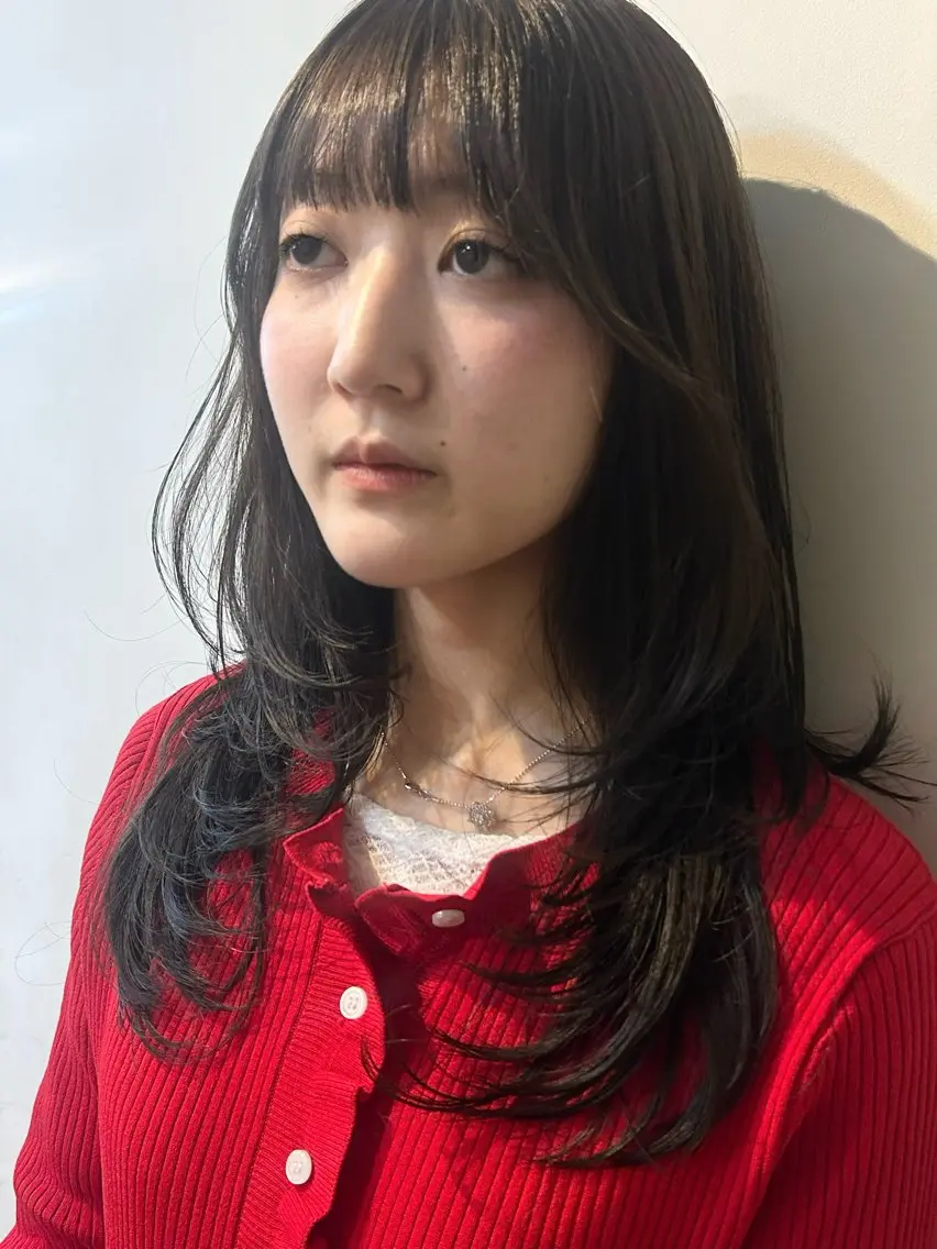 ロング レイヤーカット カット ヘアカラー トリートメント ✂韓国レイヤー 🦋みやび🪽のヘアスタイル