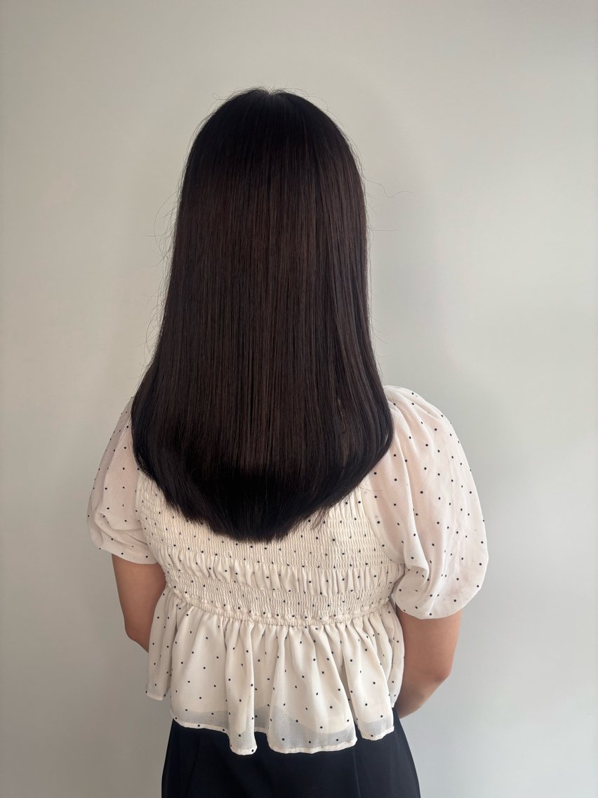ロング カット 縮毛矯正 よしなり あみのヘアスタイル